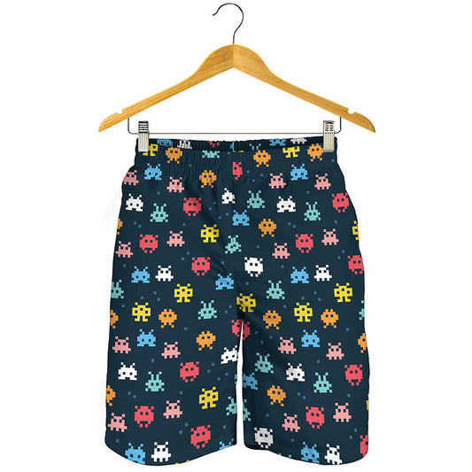8-Bit Video Game Monsters Pattern Print Men's Shorts