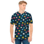 8-Bit Video Game Monsters Pattern Print Men's T-Shirt