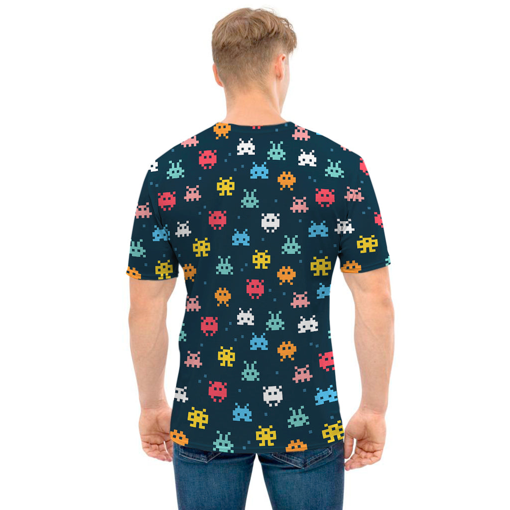 8-Bit Video Game Monsters Pattern Print Men's T-Shirt