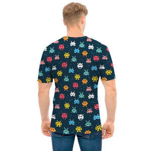 8-Bit Video Game Monsters Pattern Print Men's T-Shirt