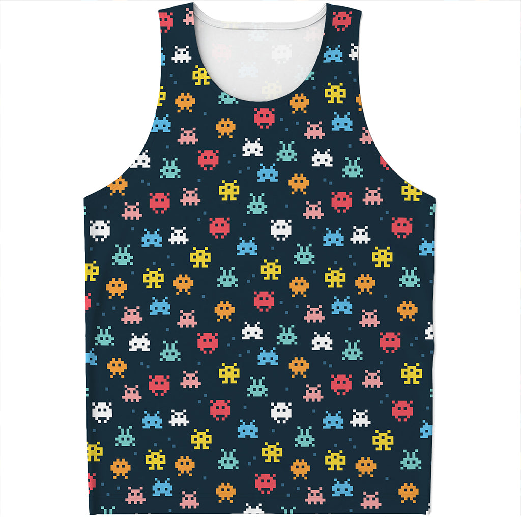 8-Bit Video Game Monsters Pattern Print Men's Tank Top