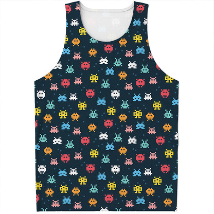 8-Bit Video Game Monsters Pattern Print Men's Tank Top