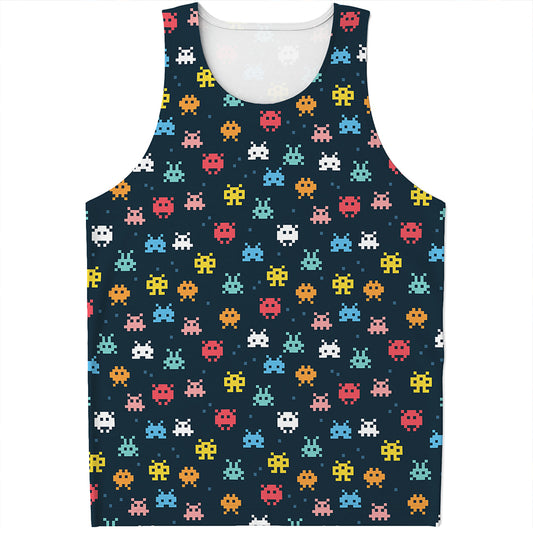 8-Bit Video Game Monsters Pattern Print Men's Tank Top