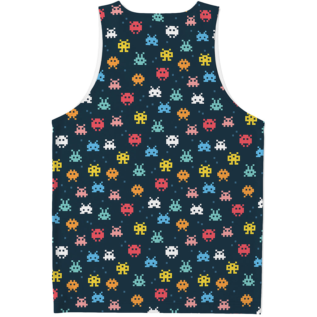 8-Bit Video Game Monsters Pattern Print Men's Tank Top
