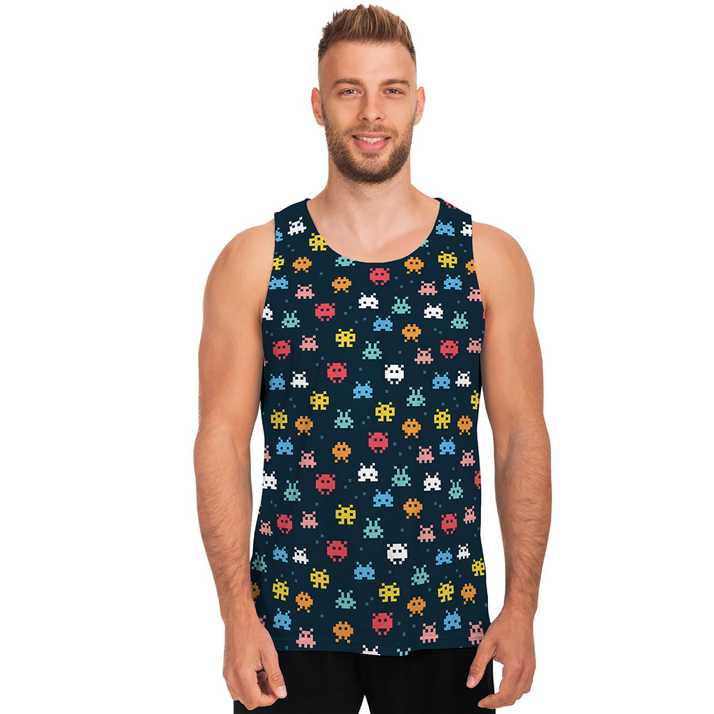 8-Bit Video Game Monsters Pattern Print Men's Tank Top