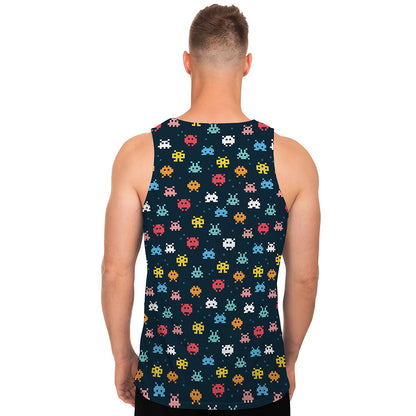 8-Bit Video Game Monsters Pattern Print Men's Tank Top