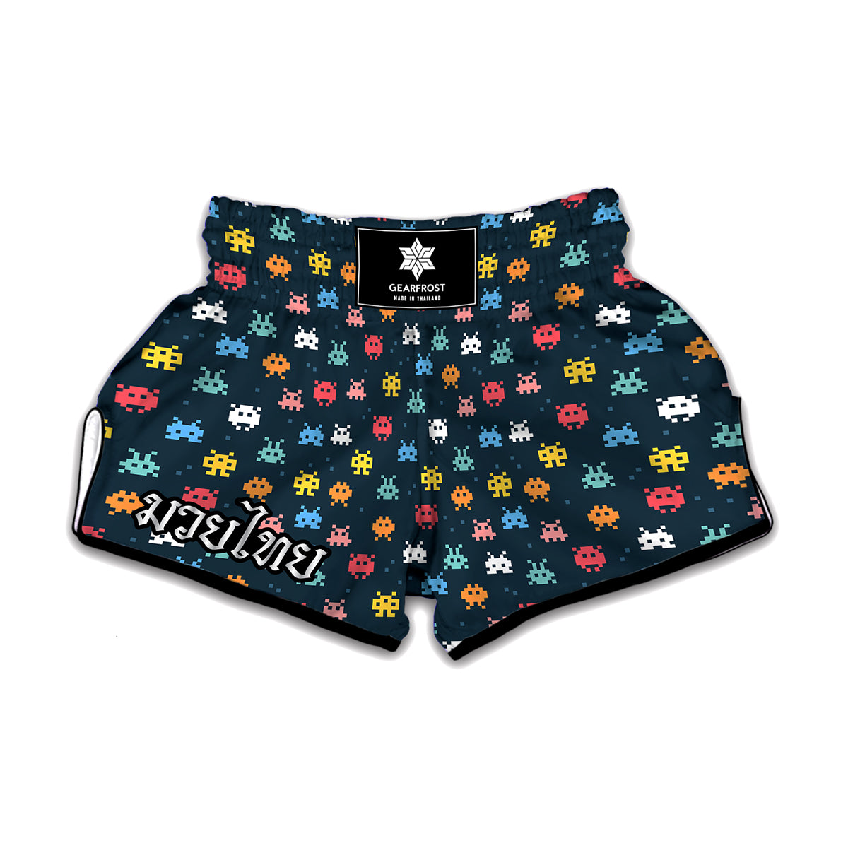 8-Bit Video Game Monsters Pattern Print Muay Thai Boxing Shorts