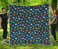 8-Bit Video Game Monsters Pattern Print Quilt