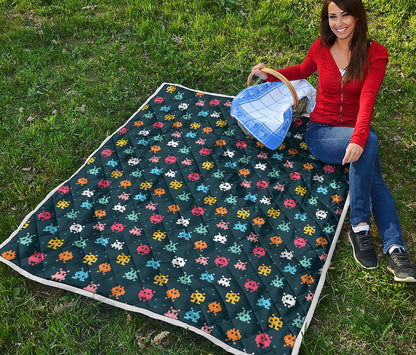 8-Bit Video Game Monsters Pattern Print Quilt