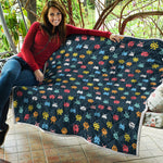 8-Bit Video Game Monsters Pattern Print Quilt
