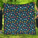 8-Bit Video Game Monsters Pattern Print Quilt