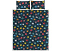 8-Bit Video Game Monsters Pattern Print Quilt Bed Set