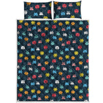 8-Bit Video Game Monsters Pattern Print Quilt Bed Set