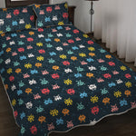 8-Bit Video Game Monsters Pattern Print Quilt Bed Set