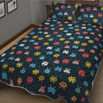 8-Bit Video Game Monsters Pattern Print Quilt Bed Set