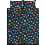 8-Bit Video Game Monsters Pattern Print Quilt Bed Set