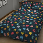 8-Bit Video Game Monsters Pattern Print Quilt Bed Set