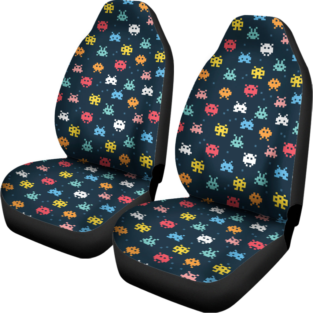 8-Bit Video Game Monsters Pattern Print Universal Fit Car Seat Covers