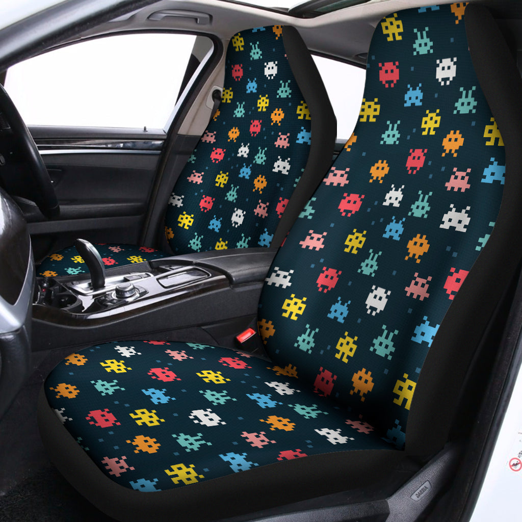 8-Bit Video Game Monsters Pattern Print Universal Fit Car Seat Covers