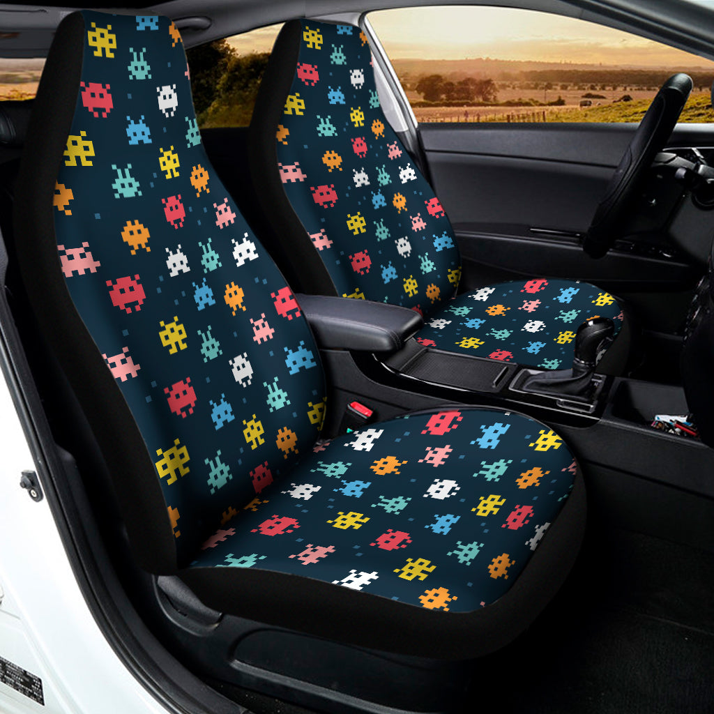 8-Bit Video Game Monsters Pattern Print Universal Fit Car Seat Covers