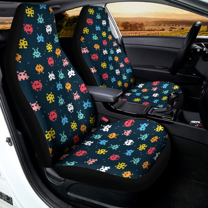 8-Bit Video Game Monsters Pattern Print Universal Fit Car Seat Covers