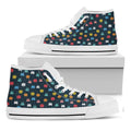 8-Bit Video Game Monsters Pattern Print White High Top Sneakers