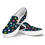 8-Bit Video Game Monsters Pattern Print White Slip On Shoes