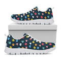 8-Bit Video Game Monsters Pattern Print White Running Shoes