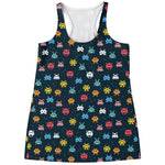 8-Bit Video Game Monsters Pattern Print Women's Racerback Tank Top