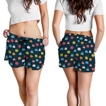 8-Bit Video Game Monsters Pattern Print Women's Shorts