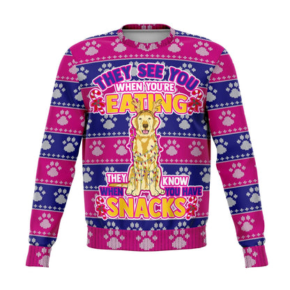 Golden Retriever - They Know When You Have Snacks Christmas Sweatshirt