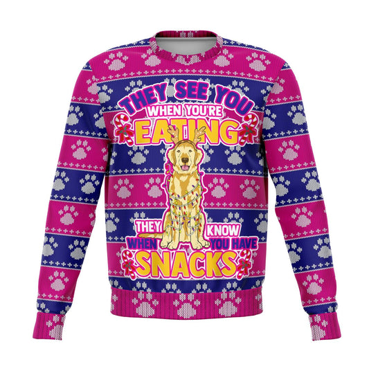 Golden Retriever - They Know When You Have Snacks Christmas Sweatshirt
