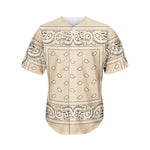 Beige Paisley Bandana Print Men's Baseball Jersey