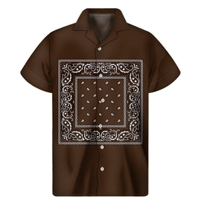 Dark Brown Bandana Men's Short Sleeve Shirt