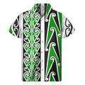 Green Maori Tribal Print Men's Short Sleeve Shirt