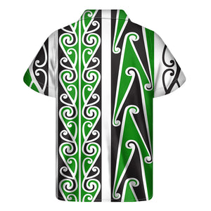 Green Maori Tribal Print Men's Short Sleeve Shirt