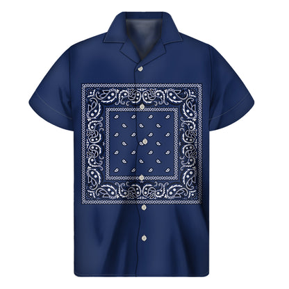 Navy Blue Bandana Men's Short Sleeve Shirt