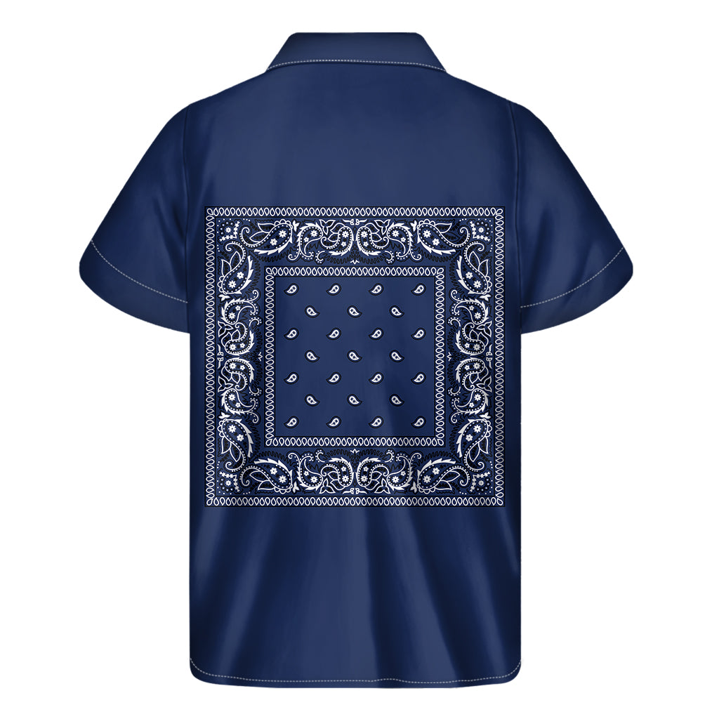 Navy Blue Bandana Men's Short Sleeve Shirt