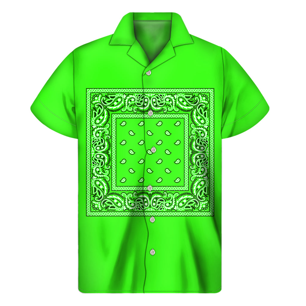 Neon Green Bandana Men's Short Sleeve Shirt