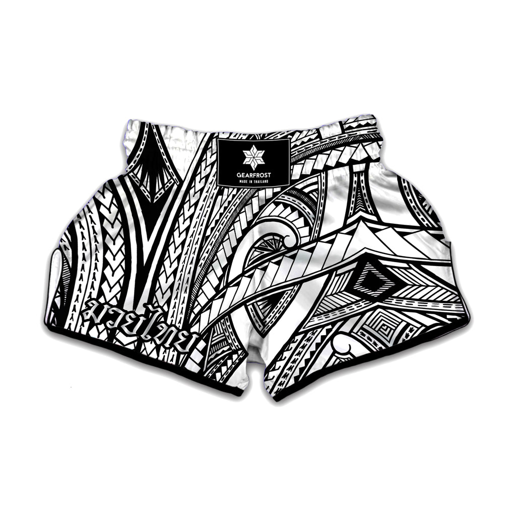 Traditional Fijian Tattoo Print Muay Thai Boxing Shorts