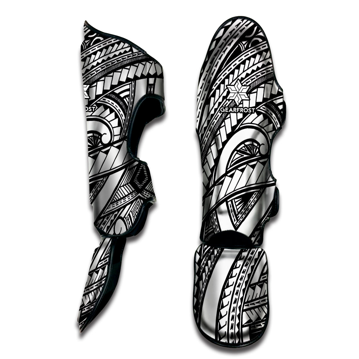 Traditional Fijian Tattoo Print Muay Thai Shin Guards