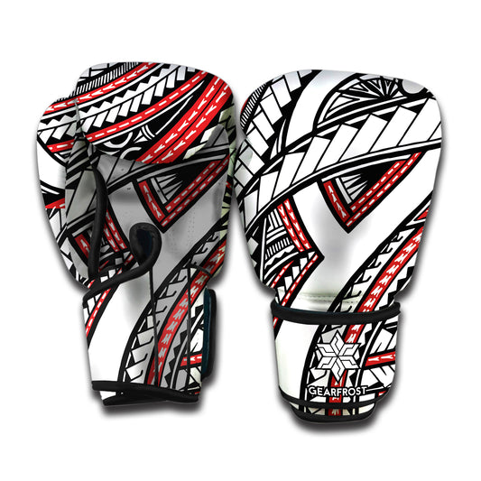 Tribal Fijian Tattoo Print Boxing Gloves