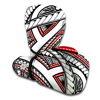 Tribal Fijian Tattoo Print Boxing Gloves