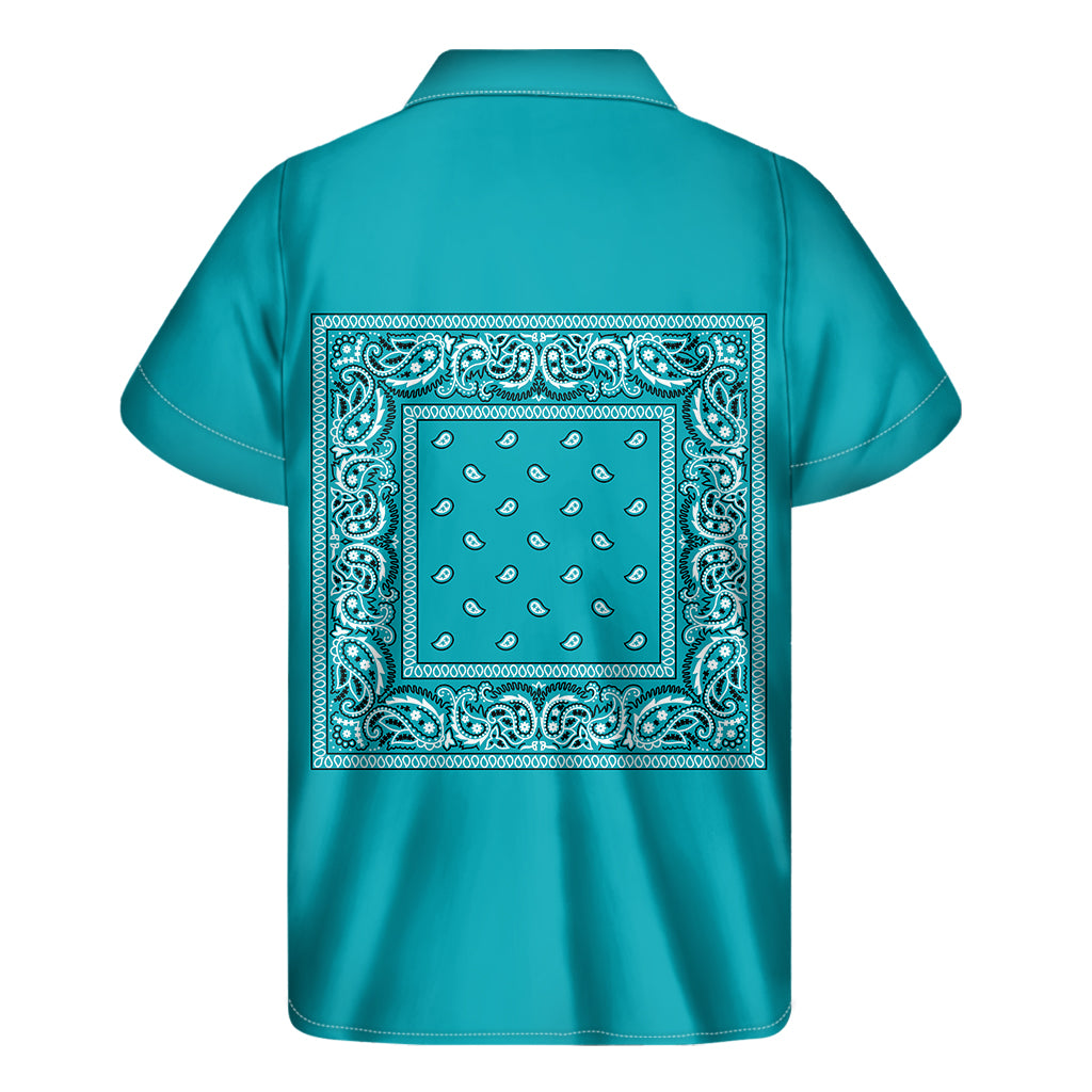 Turquoise Blue Bandana Men's Short Sleeve Shirt