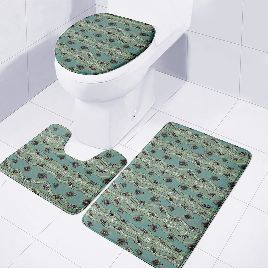 Aboriginal Animals Pattern Print 3 Piece Bath Mat Set