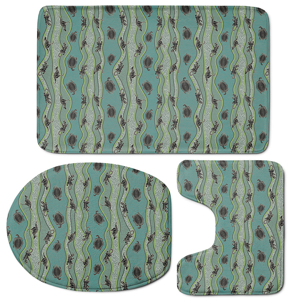 Aboriginal Animals Pattern Print 3 Piece Bath Mat Set