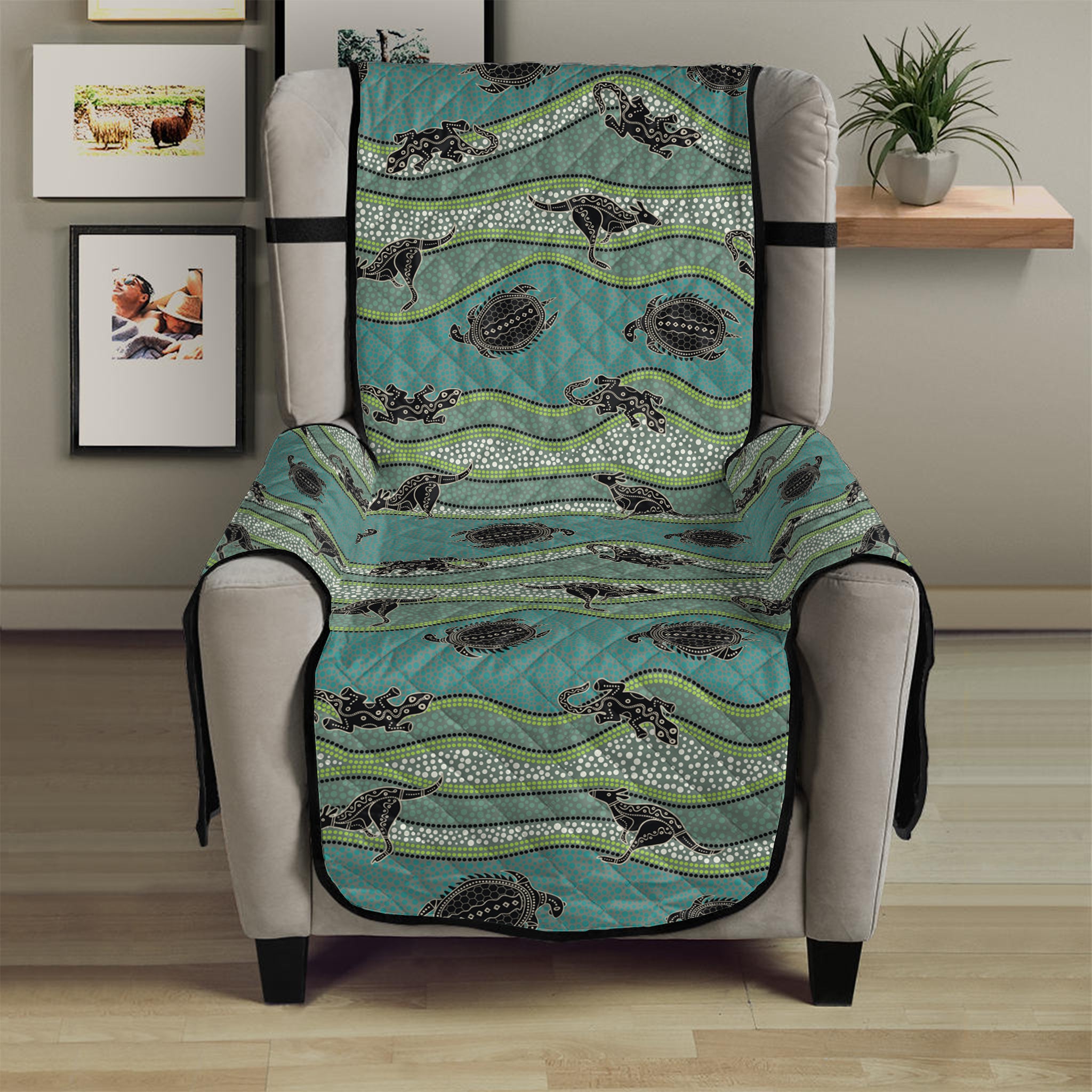 Aboriginal Animals Pattern Print Armchair Protector