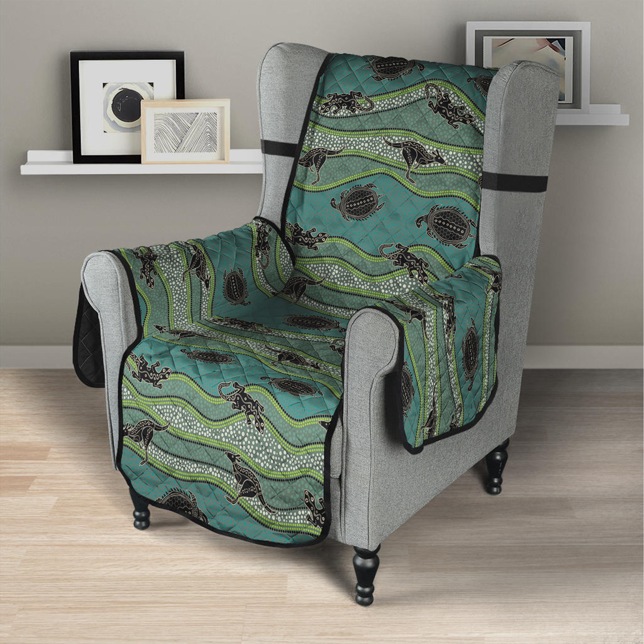 Aboriginal Animals Pattern Print Armchair Protector