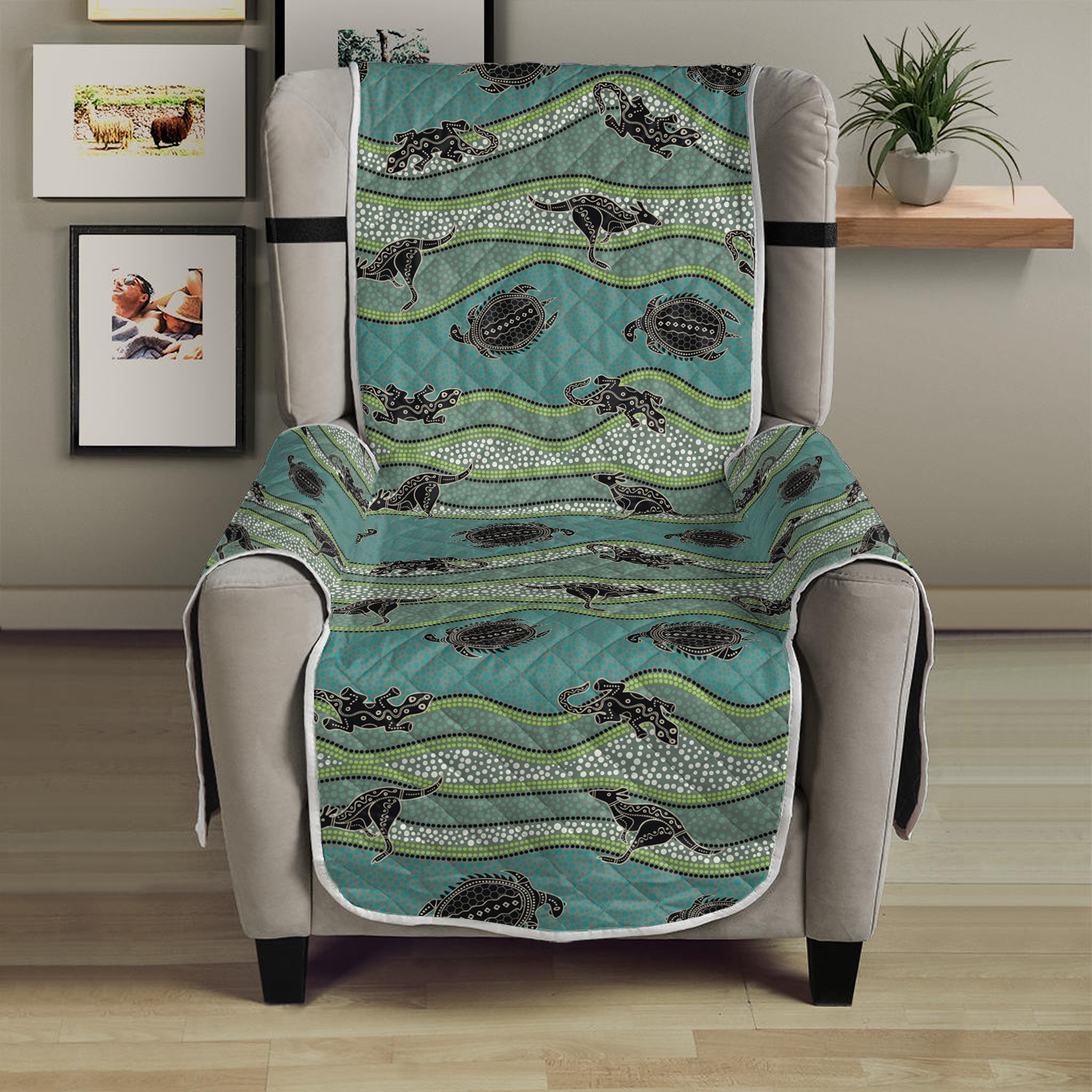 Aboriginal Animals Pattern Print Armchair Protector