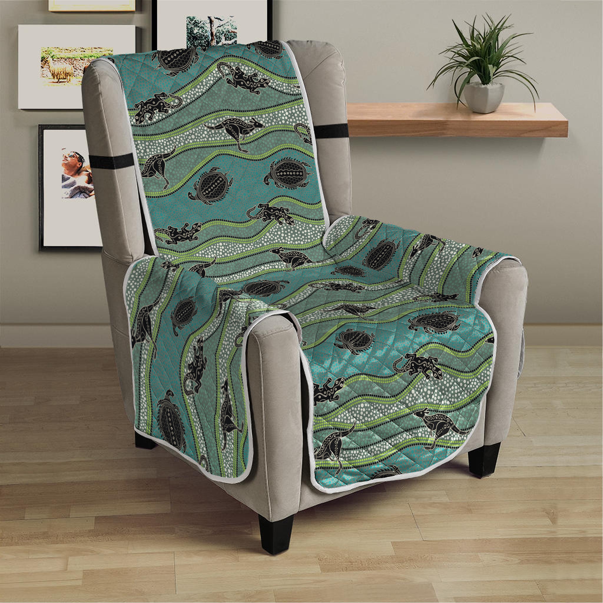 Aboriginal Animals Pattern Print Armchair Protector